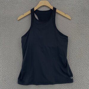GapFit Top Womens Medium Black Racerback Tank Mesh Knit Stretch Gym Active BIB